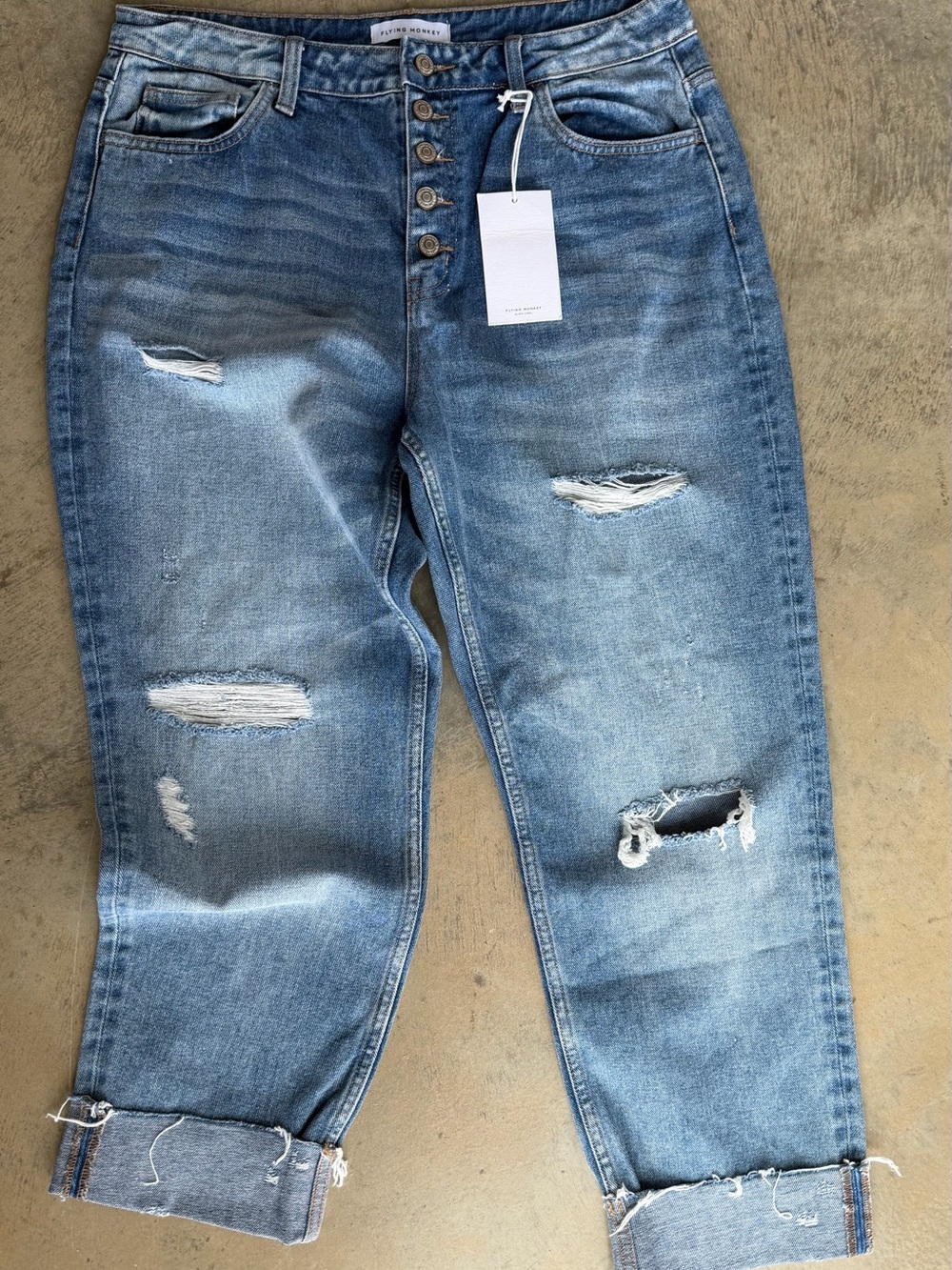 Flying Monkey Light Blue Distressed Boyfriend Jeans